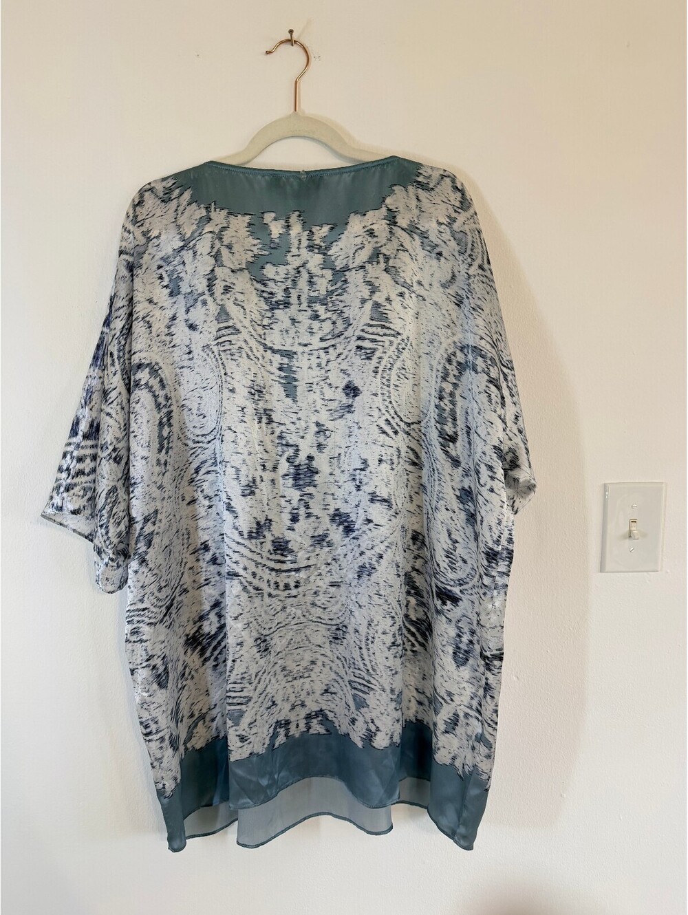 Marina Rinaldi Silk Blouse Blue Abstract Print Made in Italy Plus Size - Picture 4 of 8